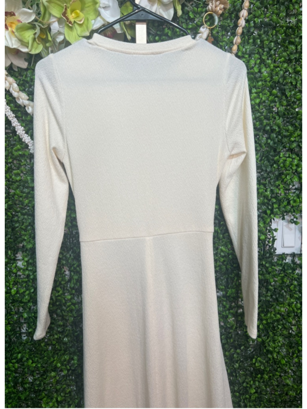 Women's Halogen Long Sleeve Midi Dress Cream Antique White size Small - Picture 6 of 7